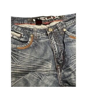 Helix Mens Slim Boot Jeans 34x24 Faded Black Whiskered Y2K Cotton